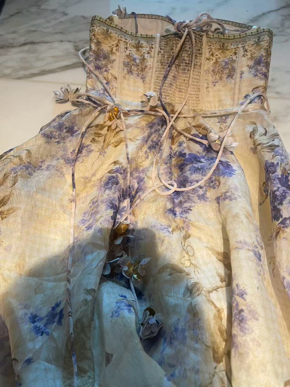 Zimmermann Floral maxi Dress in Cream and Lavender - Picture 7 of 15